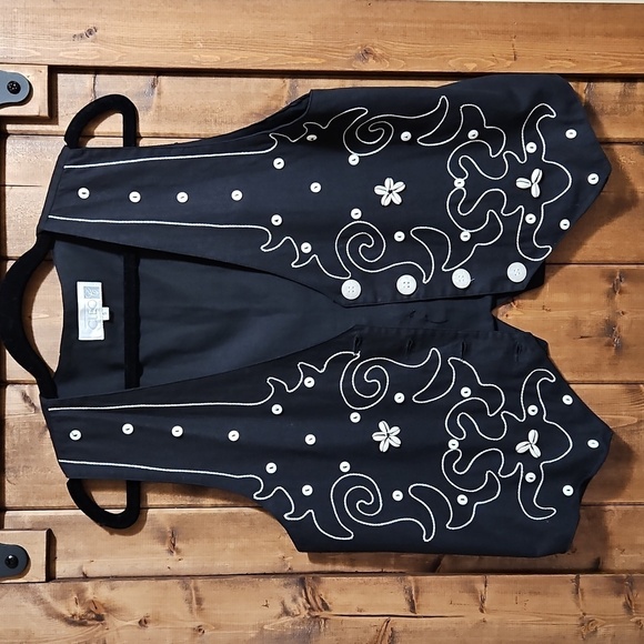 Cleo Black White 4 Button Cotton Lightweight Sleeveless Vest Size Small - Picture 6 of 14